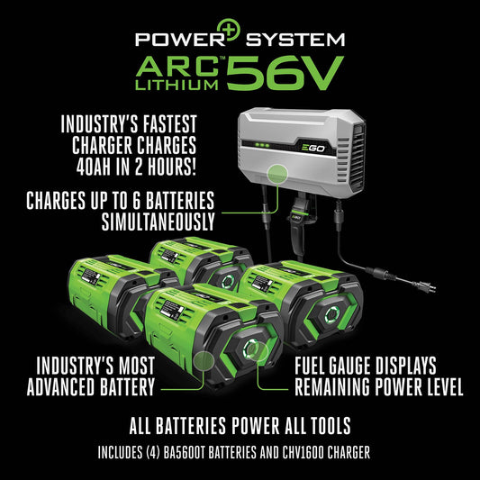 EGO Power+ Electric Riding Lawn Mower, 42" Deck with Zero Turn Radius, Includes (4) 56V 10.0Ah Batteries and Charger - ZT4204L